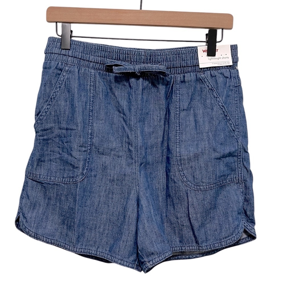 WRANGLER Lightweight Shorty Chambray Bareback Drawstring Pull On Shorts XS